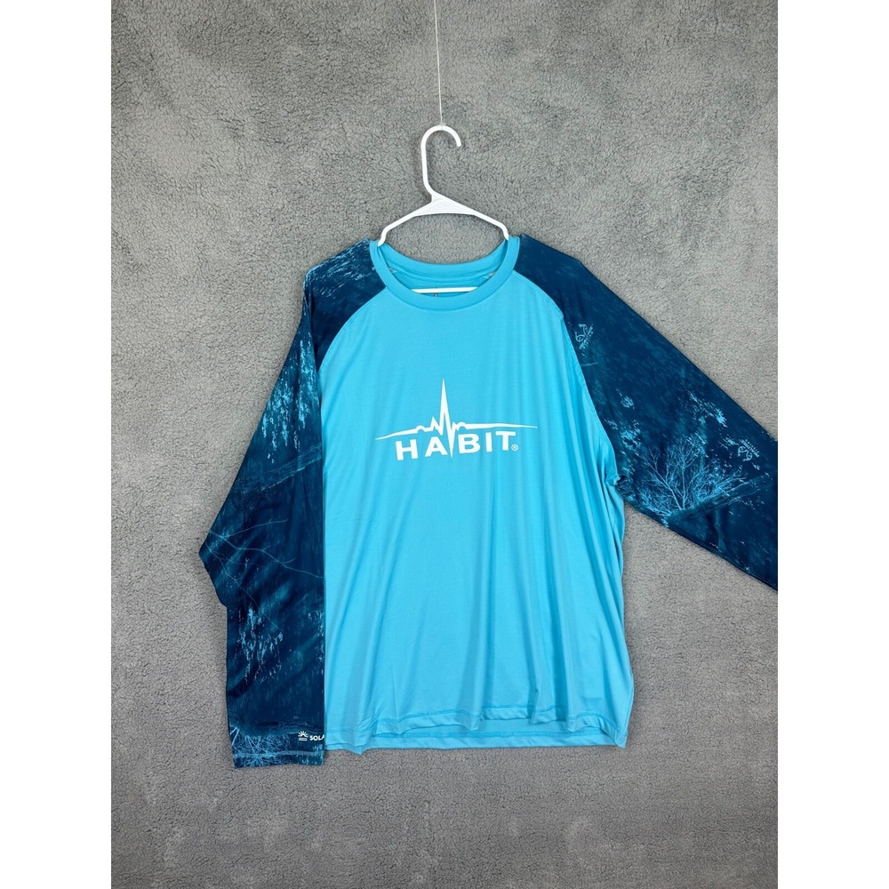 Habit Performance Fishing Shirt Men's 2XL XXL Blue Waves Stretch Pullover